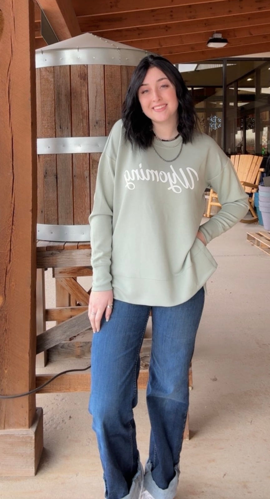 Wyoming Sage Low Crewneck