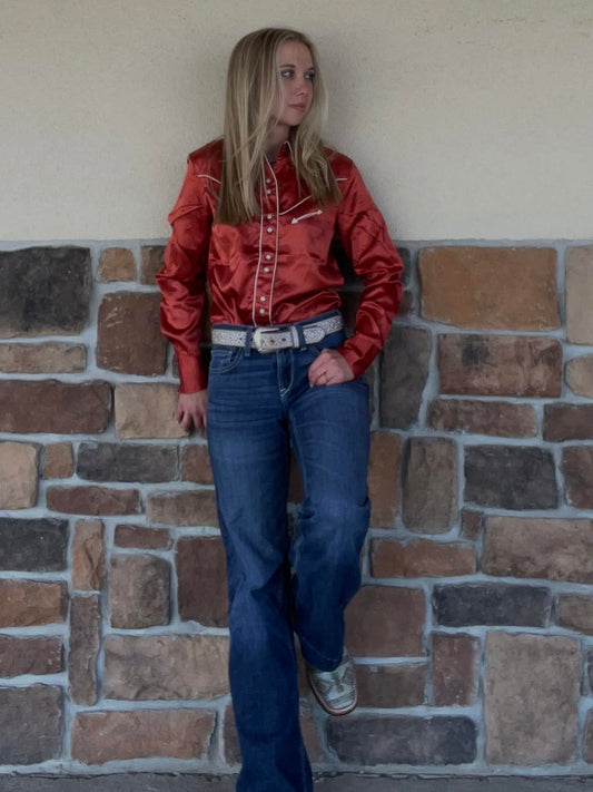 Cruel Girl Pearl Snap Red Shirt