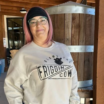 Blame the Friggin Cows Tan sweatshirt