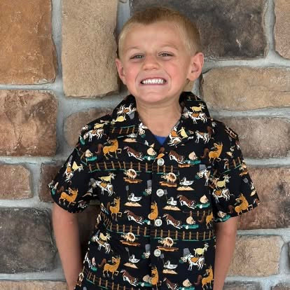 Boys Funny Farm Camp Shirt