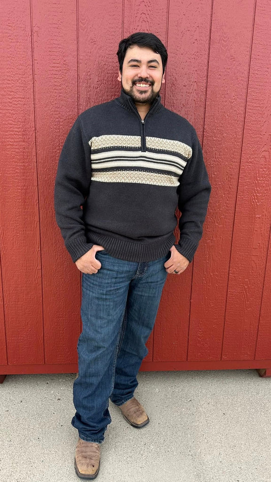 Cinch Grey&Tan Sweater 1/4 zip